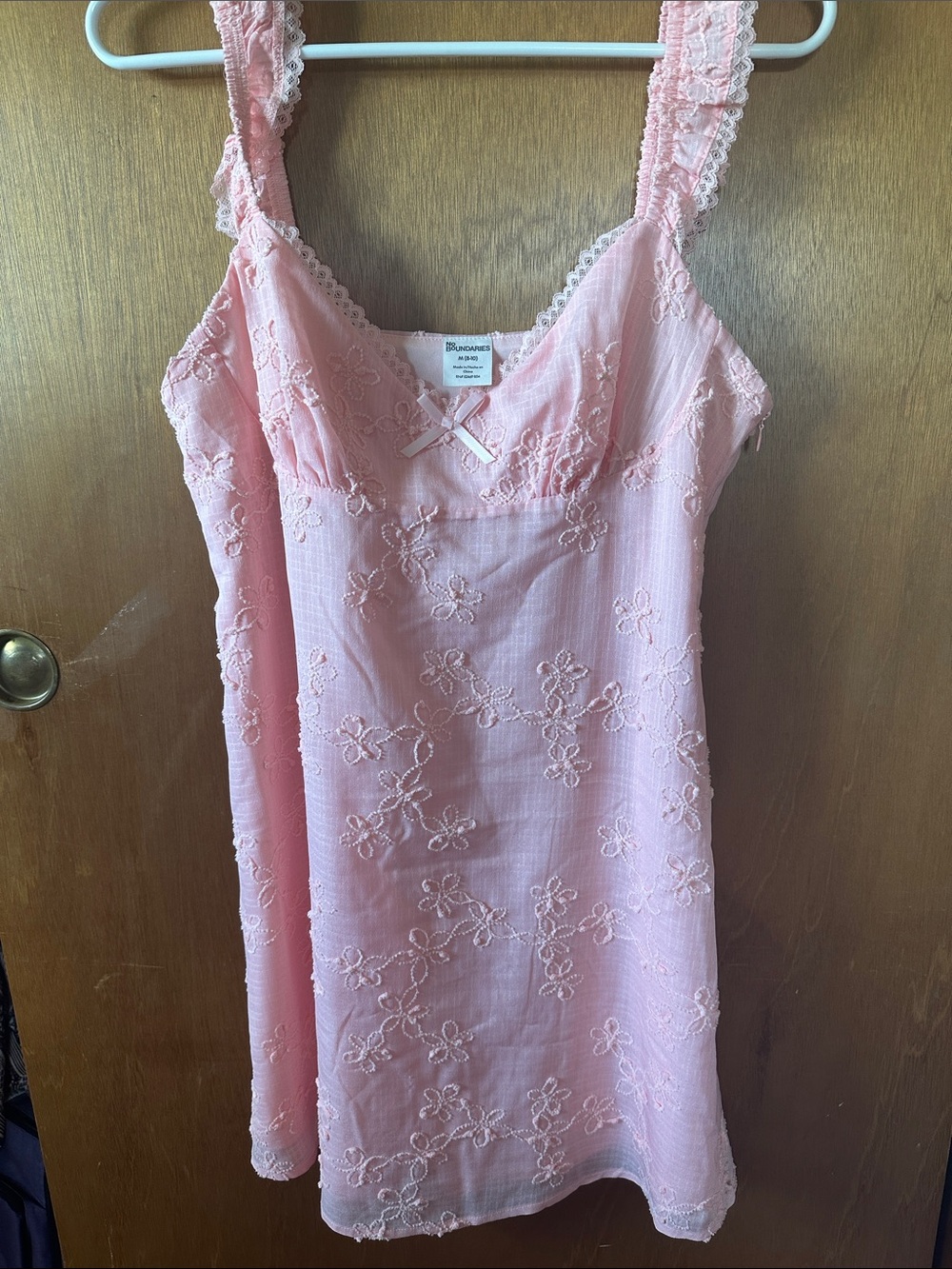 No Boundaries Light Pink Floral Lace-Trim Midi Dress